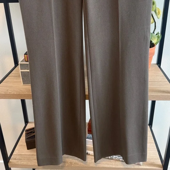 Express Editor Flare Leg Mid-Rise Taupe Brown Woven Career Dress Pant Trouser, 4 - Picture 3 of 7